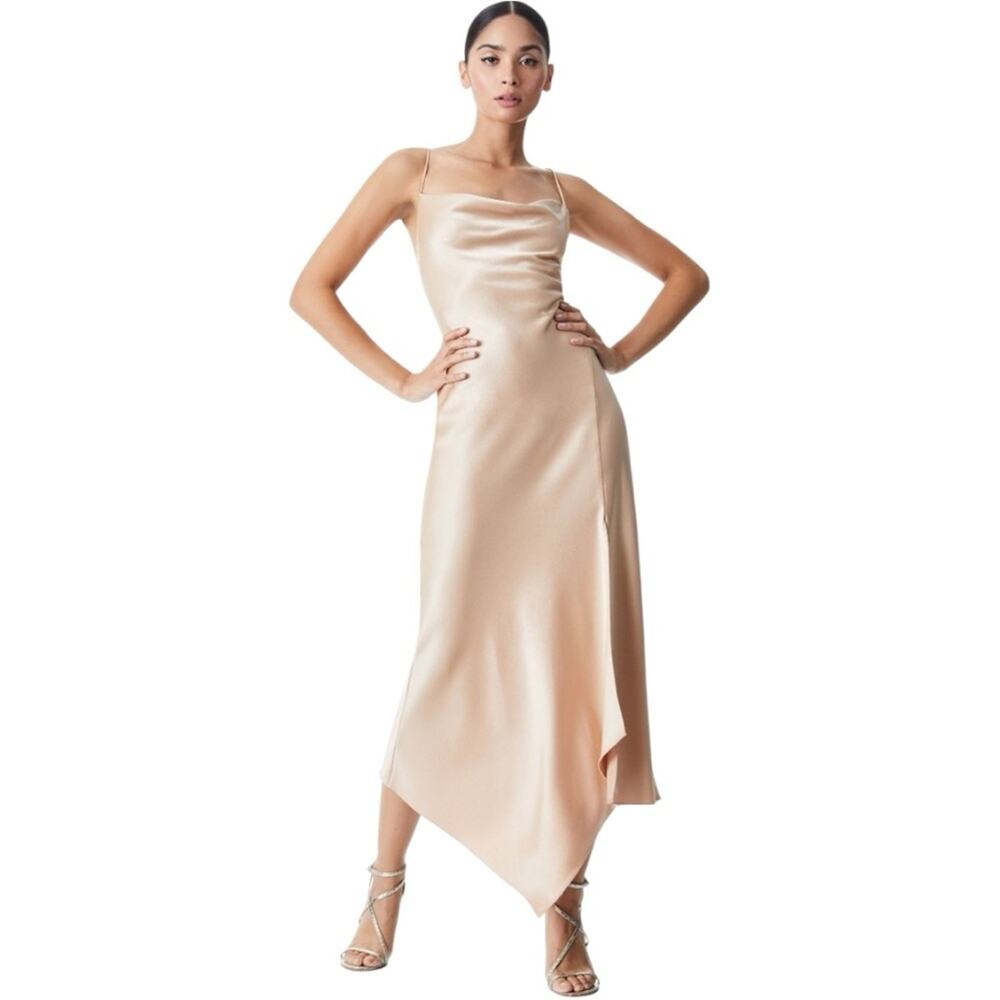 Alice + Olivia Harmony Drapey Slip Dress Size 4 in the color almond NWT - Picture 14 of 14
